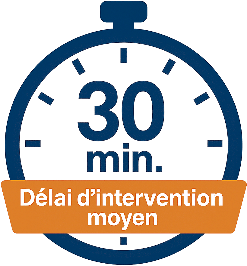 Délai d'intervention moyen de 30 minutes Délai d'intervention moyen de 30 minutes
